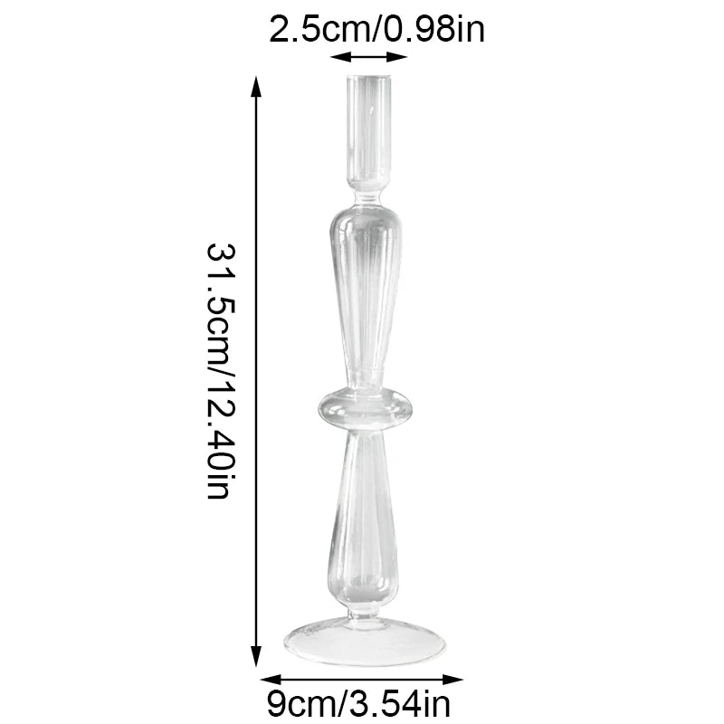 حاملات الشموع الزجاجية الشمال شفافة ملونة زهرية زهرة عشاء رومانسي سطح المكتب شمعدان لعيد ميلاد الزفاف ديكور المنزل