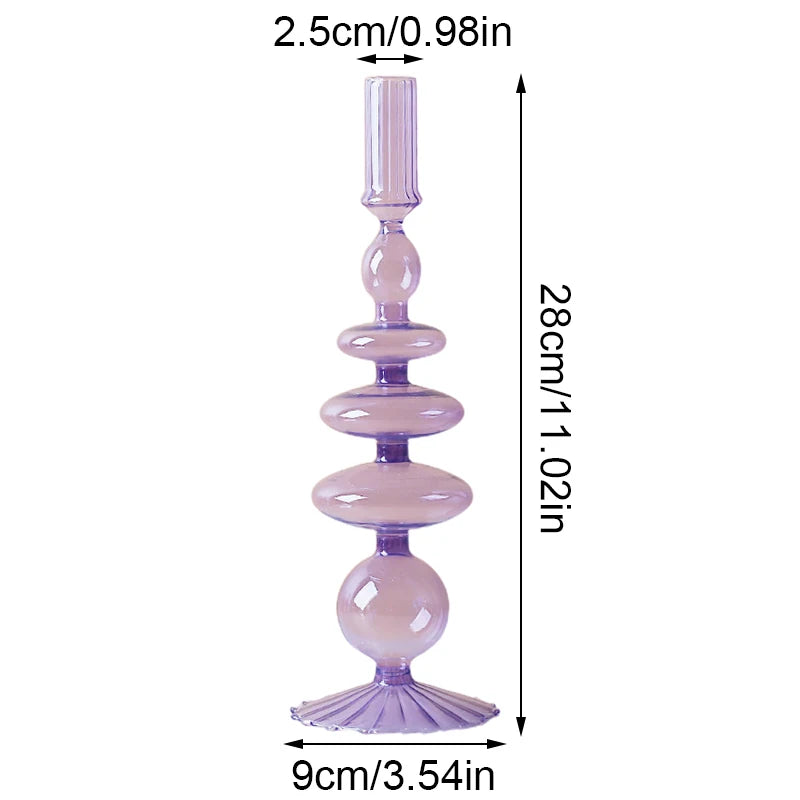 حاملات الشموع الزجاجية الشمال شفافة ملونة زهرية زهرة عشاء رومانسي سطح المكتب شمعدان لعيد ميلاد الزفاف ديكور المنزل